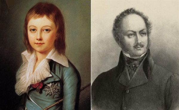 Troonopvolger Louis XVII (l) en Karl Wilhelm Naundorff (r)